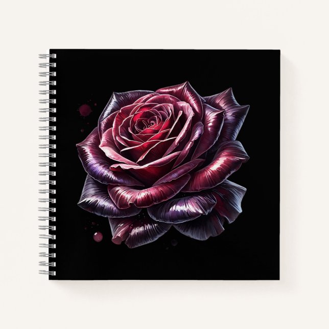 Rote Gothic-Rose Notizbuch (Vorderseite)