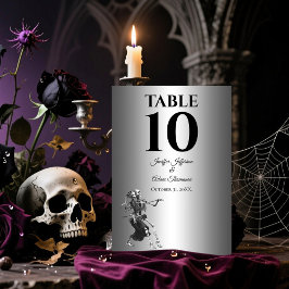 Rote gothische Halloween-Alternative Hochzeit Tischnummer
