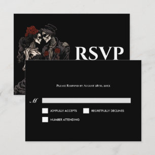 Rote gothische Halloween-Alternative Hochzeits-RSV RSVP Karte