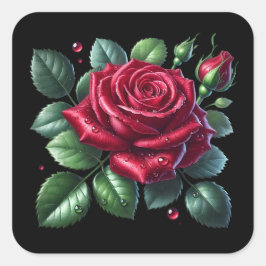 Rote Gotische Rose Quadratischer Aufkleber