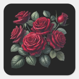Rote gotische Rosen Quadratischer Aufkleber