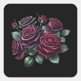 Rote gotische Rosen Quadratischer Aufkleber