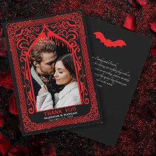 Rote gotische Vampir-Kathedrale Foto-Hochzeit Dankeskarte