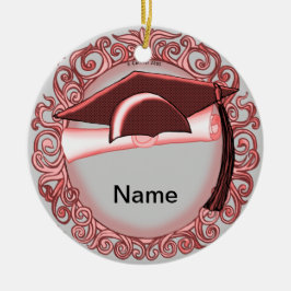 Rote Graduation Cap Keramik Rundschmuck Keramik Ornament