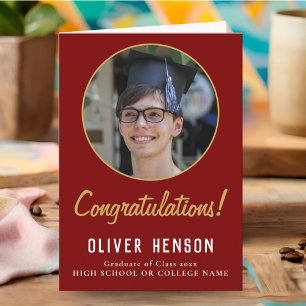 Rote Gratulations-Absolventen-Foto-Abschluss Karte