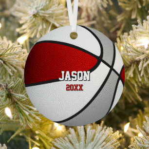 rote graue Sportteamfarben Geschenke Basketball Ornament Aus Metall