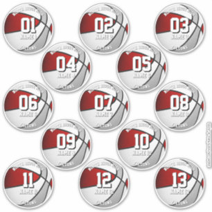 rote graue Teamfarben Geschenke 13 Basketball-Aufk Aufkleber