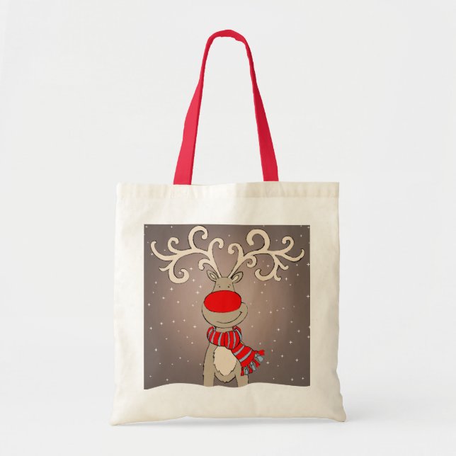 Rote, graue u. natürliche Weihnachtstasche des Tragetasche (Vorne)