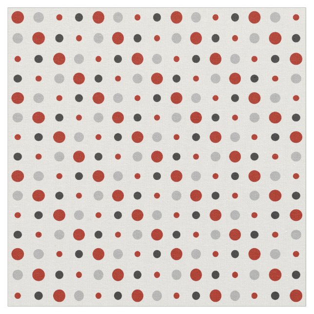 Rote, graue und weiße Polka-Punkte Stoff (Nahaufnahme)