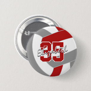 rote graue Volleyball-Mannschaft Geschenke zur Par Button