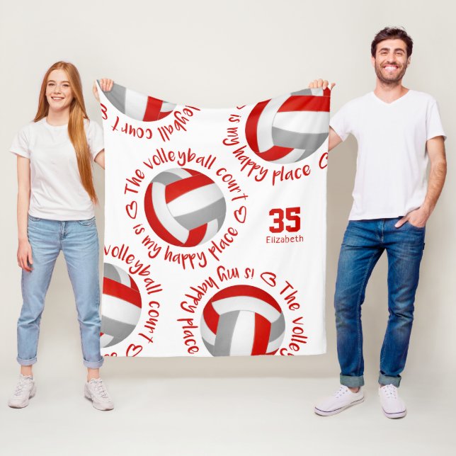 rote graue Volleyballfeld glücklicher Ort Typograf Fleecedecke (Beispiel)