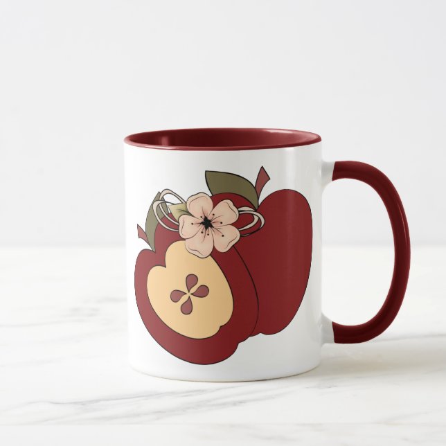 Rote grüne Checkered Land-Apfel-Wecker-Tasse Tasse (Rechts)