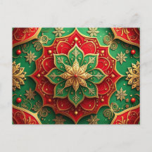 Rote Grüne Dekorative Feiertags-Postkarte