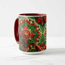 Rote Grüne Dekorative Feiertags-Tasse Tasse