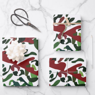 Rote Grüne Flora Botanisch Geschenkpapier Set