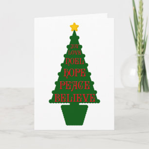 Rote, grüne, goldene Weihnachtsbaumkarte Feiertagskarte