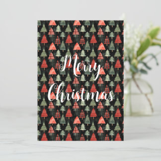 Rote, grüne Karierte Weihnachtsbaumen Flachbild-We Feiertagskarte