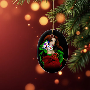 Rote grüne Masquerade Venezianisch Keramikornament