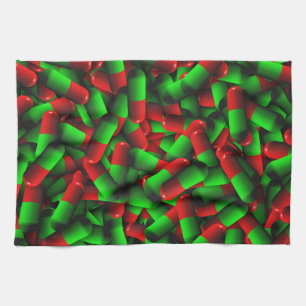rote grüne Medikamente Handtuch