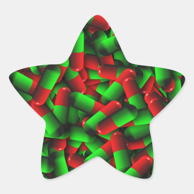 rote grüne Medikamente Stern-Aufkleber (Vorderseite)