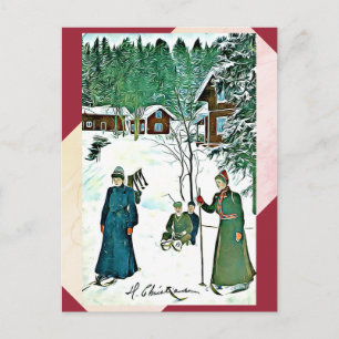 Rote/grüne Postkarte Künste-der Vintagen
