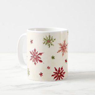 Rote Grüne Schneeflocken Kaffeetasse
