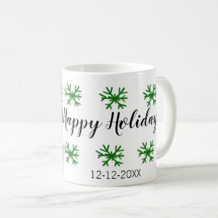 rote grüne Schneeflocken Text Foto frohe Weihnacht Kaffeetasse
