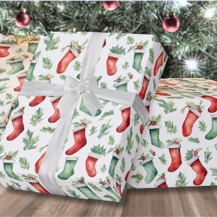 Rote Grüne Strümpfe Weihnachten Geschenkpapier