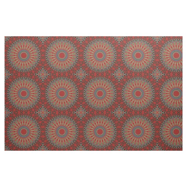 Rote, grüne und blaue Mandala-kleines Muster Stoff (Fat Quarter (45,7 x 55,9 cm))