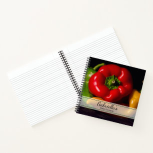 Rote, grüne und gelbe Paprikaschoten Rezept Notizbuch