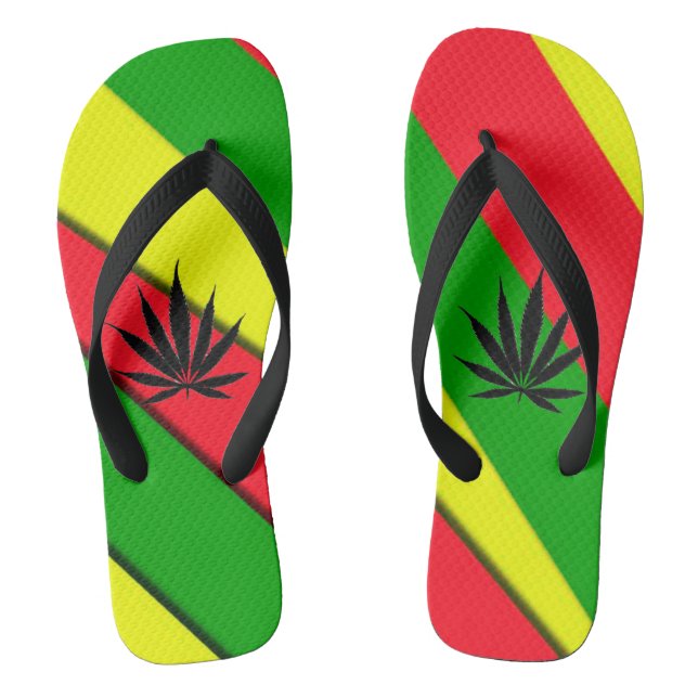 Rote, grüne und goldene Flip Flops (Fußbett)