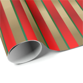 Rote, grüne und goldene Weihnachtsstreifen Geschenkpapier