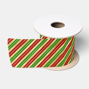 Rote, grüne und goldene Weihnachtsstreifen Satinband