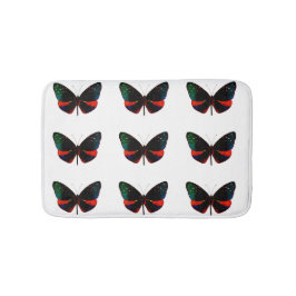 Rote, grüne und schwarze Schmetterlingsmatte Badematte