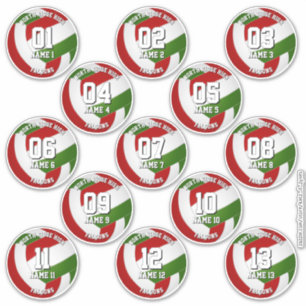 rote grüne Volleyball-Mannschaftsaufkleber für 13 Aufkleber