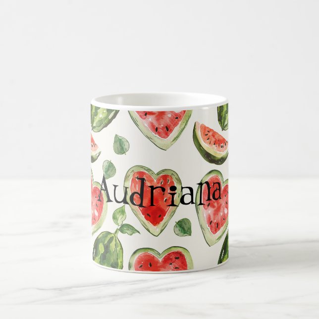Rote Grüne Wassermelonen-Herzen  Kaffeetasse (Mittel)