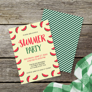 Rote Grüne Wassermelonen Sommerparty-Einladung Einladung