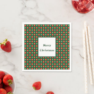 Rote Grüne Weihnachtskugeln Fröhliche Weihnachten Serviette
