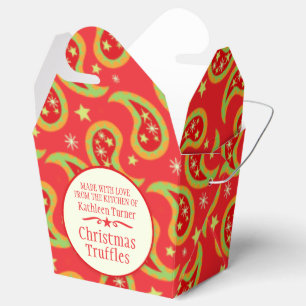 Rote grüne Weihnachtsstern-Paisley-Geschenkboxen Geschenkschachtel