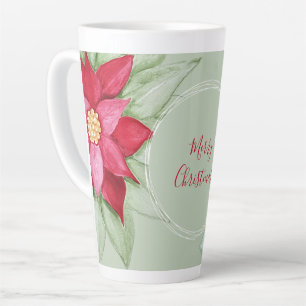 Rote Grüne Weihnachtsstern-Poinsettie Aquarell Milchtasse