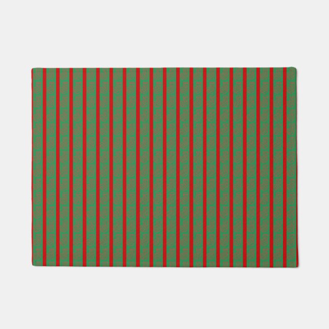 Rote Grüne Weihnachtsstrumpf auf Grün Rot Fußmatte (Vorderseite)