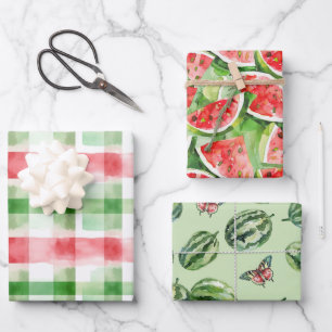 Rote Grüne Weiße Wassermelonen Geburtstag Geschenkpapier Set