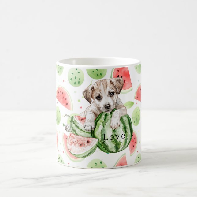 Rote Grüne Weiße Wassermelonen Hund   Kaffeetasse (Mittel)