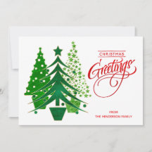 Rote, grüne, weiße Weihnachtsbaumkarte