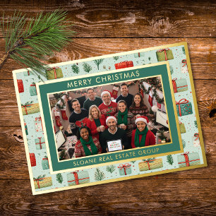 Rote grüne wunderliche Geschenke Frohe Weihnachten Folien Feiertagskarte