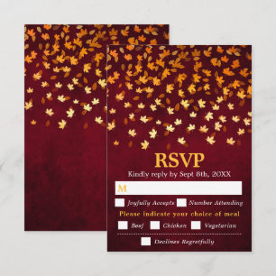 Rote Grunge für Hochzeitsessen im Herbst - Auswahl RSVP Karte