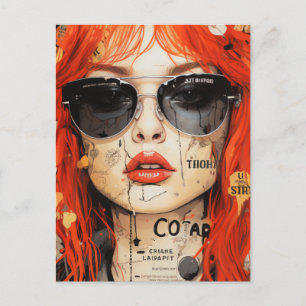 Rote Haare Frau Collage Postkarte