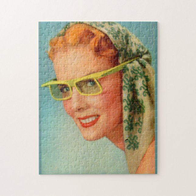 rote Haare, Zitronengelbe Sonnenbrille Puzzle (Vertikal)