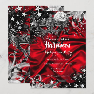 Rote Halloween-Magische Nacht-Maskenparty Einladung