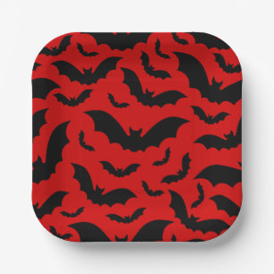 rote Halloween-Vampirfledermäuse gothisch Pappteller